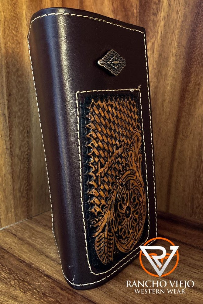 Cartera bifold texana con grabado de flor - Tombstone