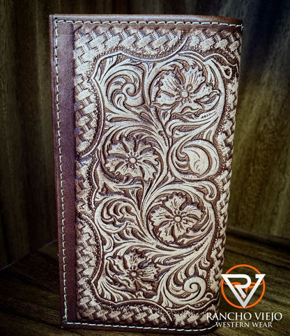 Cartera bifold texana color arena con grabado de jinete - Tombstone