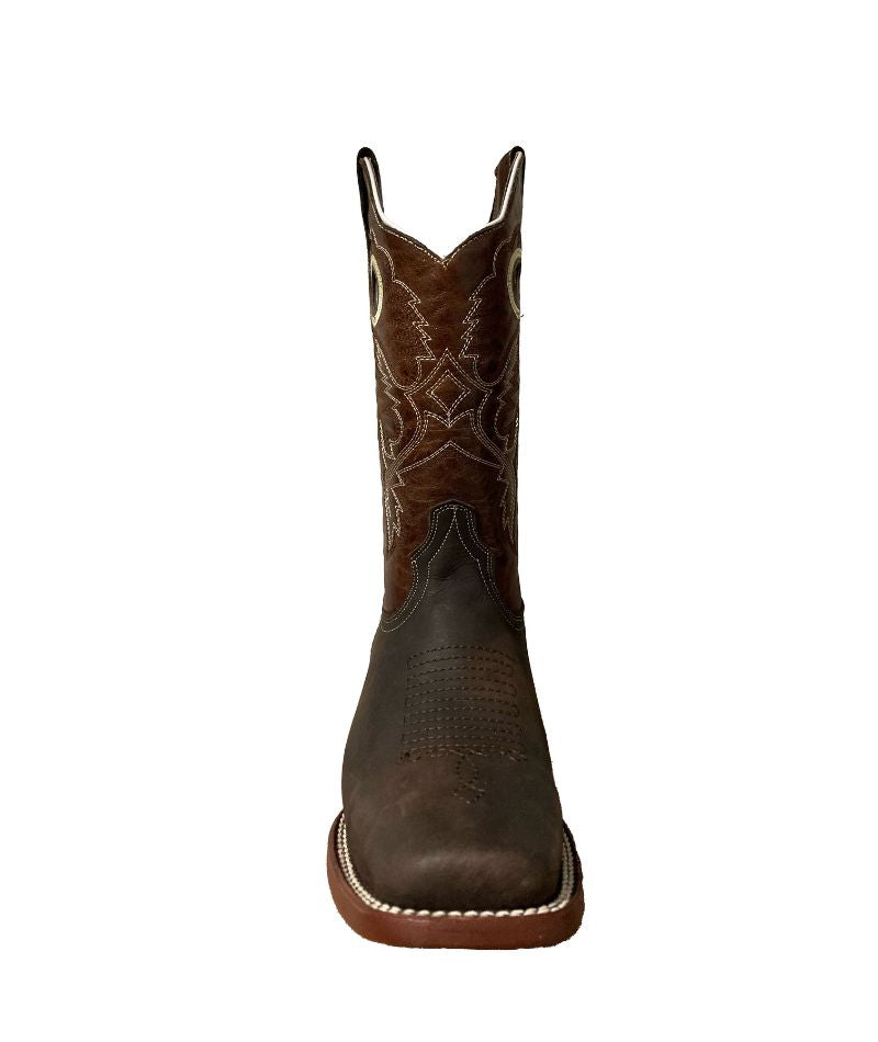 Bota de piel Crazy Horse genuina para Hombre JW Ranch, Estilo Rodeo, Color Café