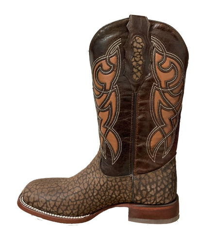 Bota de Piel de Cuello de Toro Genuina para Hombre JW Ranch - Estilo Justin, Color Café