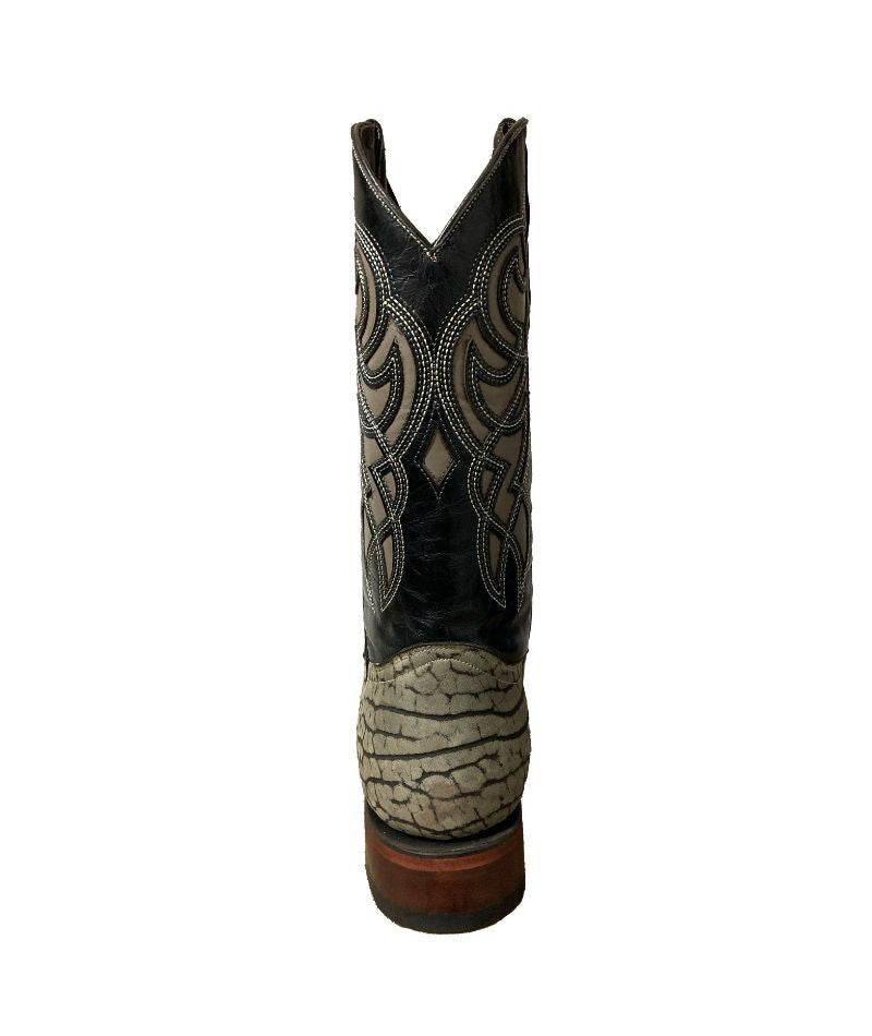 Bota de piel de Cuello de Toro genuina para Hombre JW Ranch - Estilo Justin, Color Gris