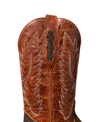 Bota de piel de Cuello de Toro para Hombre JW Ranch - Color Shedron, Estilo Justin,