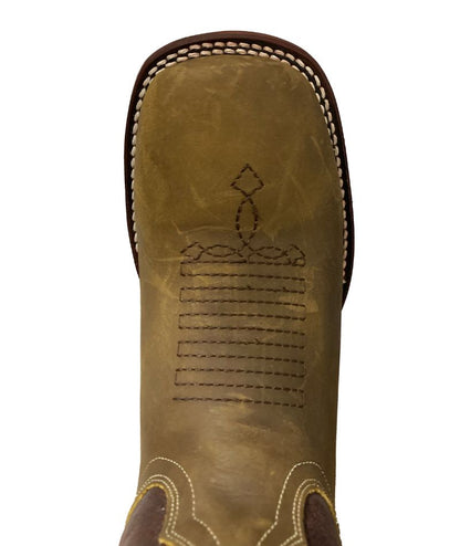 Bota de Piel Genuina para Hombre JW Ranch - Estilo Justin, Color Miel, Crazy Horse