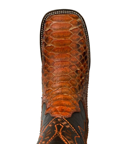 Bota de Piel de Avestruz Genuina - Estilo Bulldog, color Cognac, El Malcreado