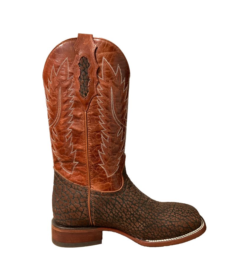 Bota de piel de Cuello de Toro para Hombre JW Ranch - Color Shedron, Estilo Justin,