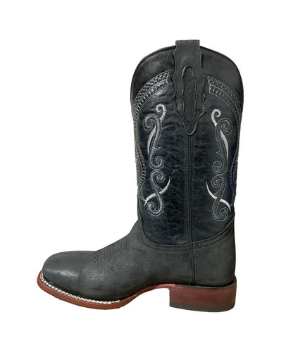 Bota de Piel Genuina para Hombre JW Ranch - Estilo Justin, Color Negro, Bisonte