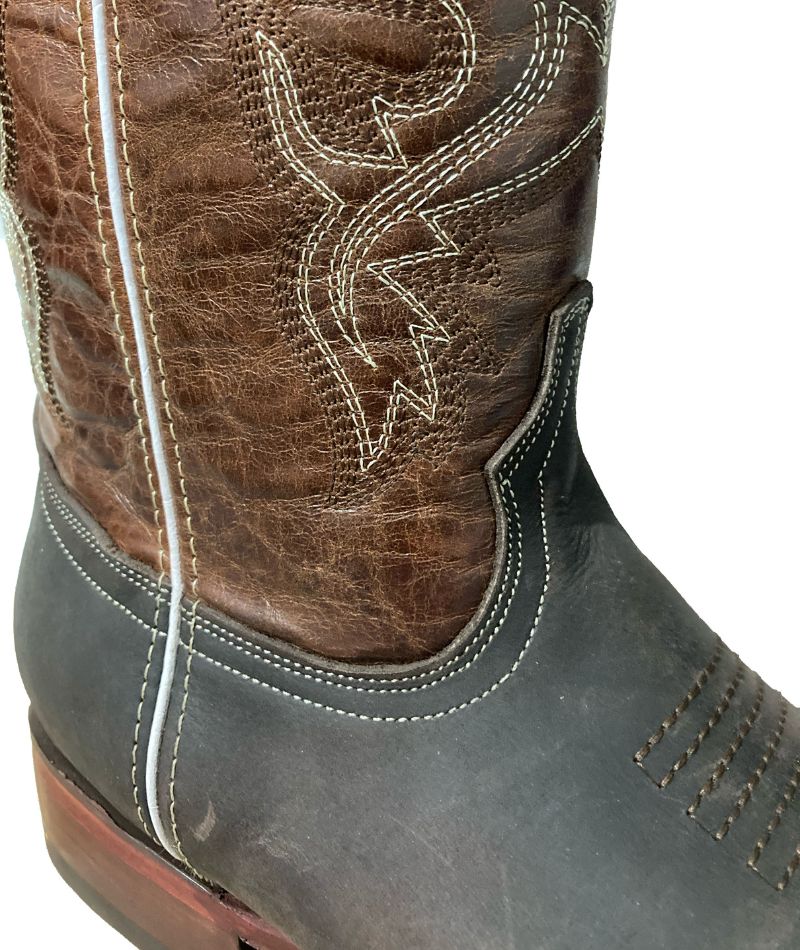 Bota de piel Crazy Horse genuina para Hombre JW Ranch, Estilo Rodeo, Color Café