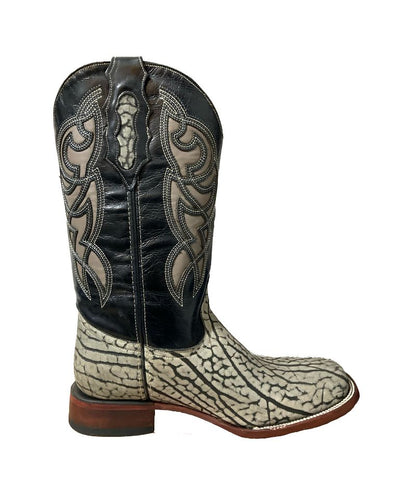 Bota de piel de Cuello de Toro genuina para Hombre JW Ranch - Estilo Justin, Color Gris