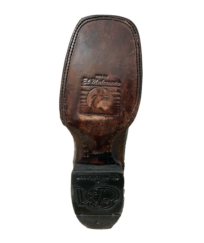 Bota de Piel de Cocodrilo Genuina para Hombre El Malcreado - Estilo Bulldog, Color Tabaco