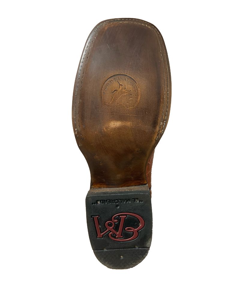 Bota de Piel de Cocodrilo Genuina para Hombre El Malcreado - Estilo Bulldog, Color Cognac