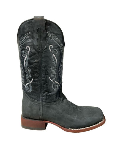 Bota de Piel Genuina para Hombre JW Ranch - Estilo Justin, Color Negro, Bisonte