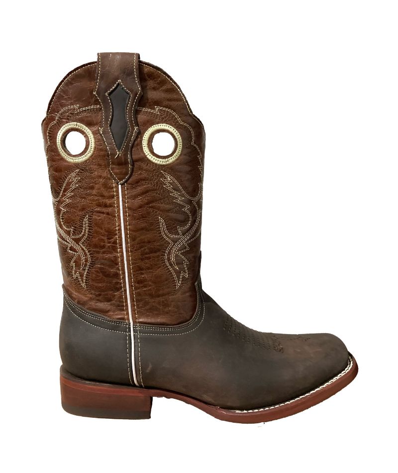 Bota de piel Crazy Horse genuina para Hombre JW Ranch, Estilo Rodeo, Color Café