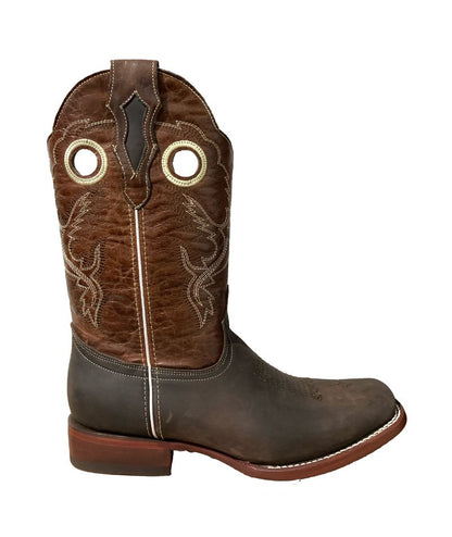 Bota de piel Crazy Horse genuina para Hombre JW Ranch, Estilo Rodeo, Color Café