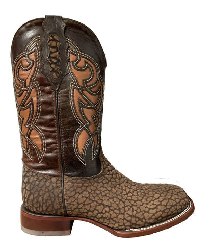 Bota de Piel de Cuello de Toro Genuina para Hombre JW Ranch - Estilo Justin, Color Café