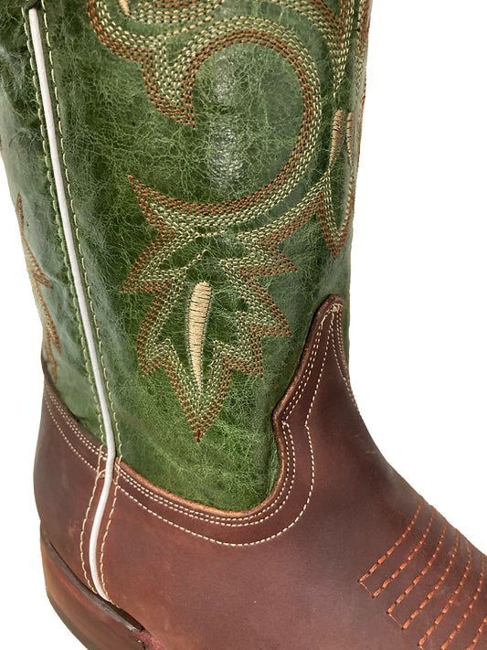 Bota de Piel Genuina para Hombre JW Ranch - Estilo Justin, Color Shedron, Rodeo, Crazy Horse