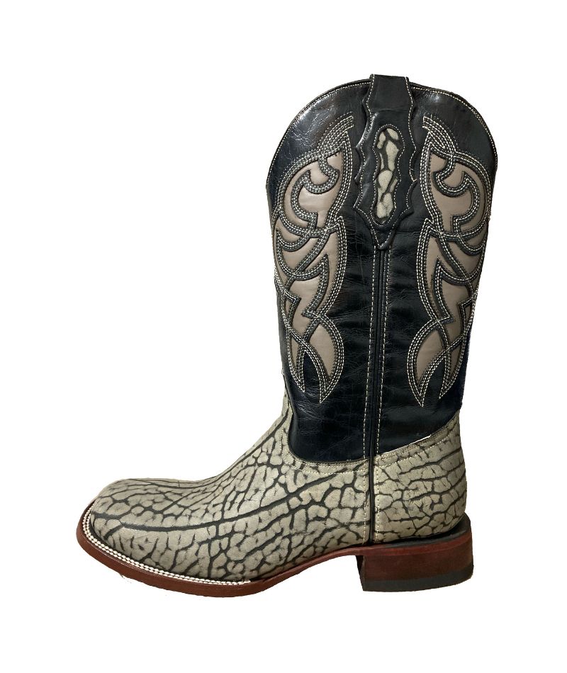 Bota de piel de Cuello de Toro genuina para Hombre JW Ranch - Estilo Justin, Color Gris