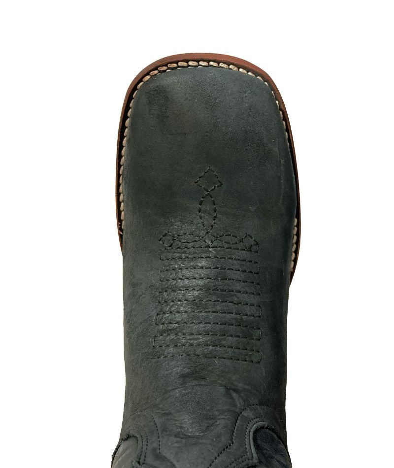 Bota de Piel Genuina para Hombre JW Ranch - Estilo Justin, Color Negro, Bisonte