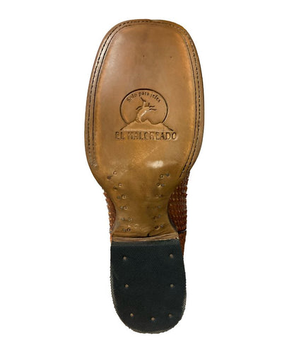 Bota de Piel de Avestruz Genuina - Estilo Bulldog, color Cognac, El Malcreado