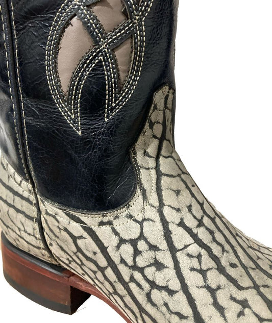 Bota de piel de Cuello de Toro genuina para Hombre JW Ranch - Estilo Justin, Color Gris