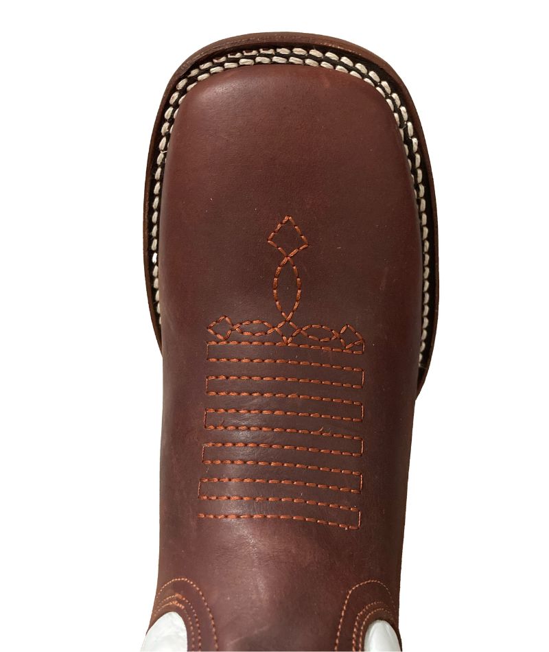 Bota de Piel Genuina para Hombre JW Ranch - Estilo Justin, Color Shedron Tubo Blanco, Crazy Horse