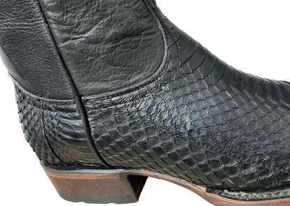 Bota Qako Piel de Cobra Genuina para Hombre - Estilo Levis en Negro