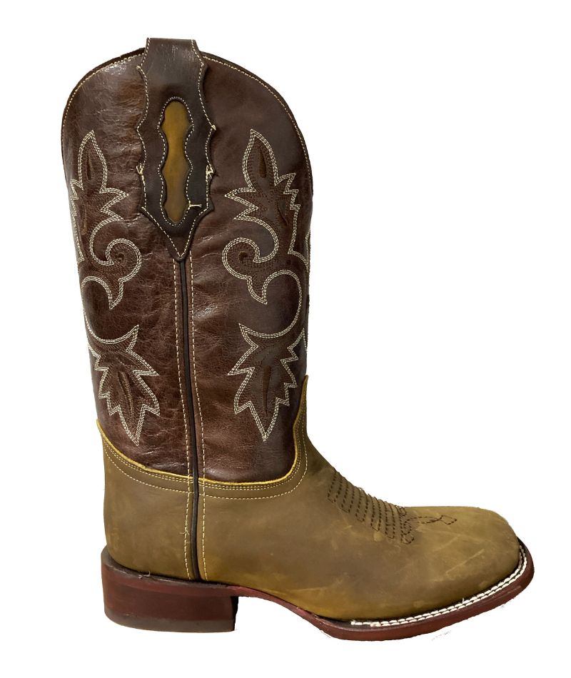 Bota de Piel Genuina para Hombre JW Ranch - Estilo Justin, Color Miel, Crazy Horse