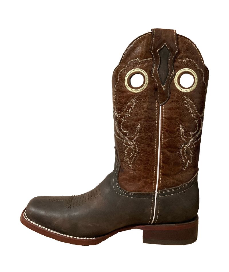 Bota de piel Crazy Horse genuina para Hombre JW Ranch, Estilo Rodeo, Color Café